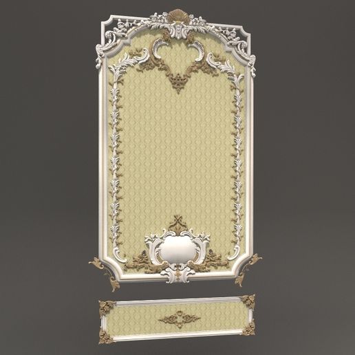Classical Baroque Wall Panel and Mirror Frame Relief STL File Set for CNC and 3D Printing