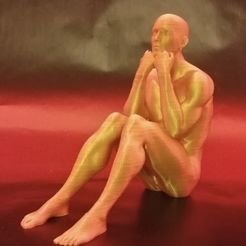 Statue homme assis 05.jpg STL file Statue seated man・3D print model to download