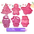 Christmas-set-3-Cookie-cutters-6-STL-files.png Set of 6 cookie cutters STL files of Christmas (num3)