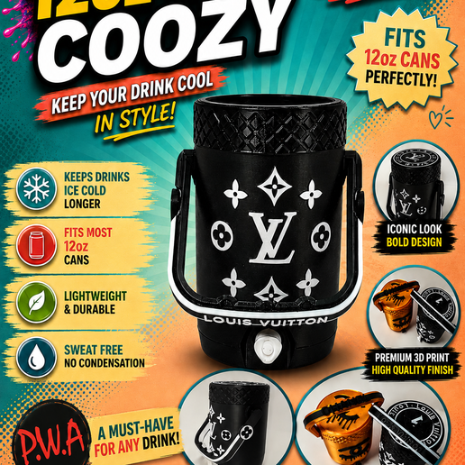 🥫 Lv inspired 12oz can coozy・ 3MF File for 3D printing・Cults