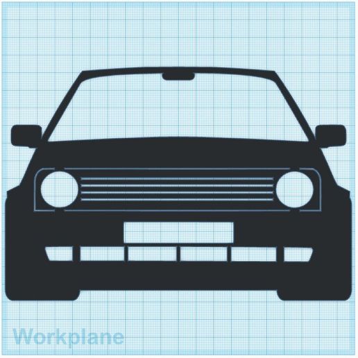 🚗 VOLKSWAGEN GOLF MK2 front view・ STL File for ・Cults