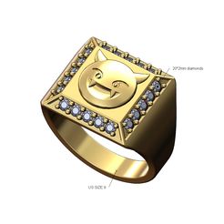 Evil-emoji-Diamond-16x16-square-signet-ring-size9-00.jpg Fichier STL Emoji maléfique Bague carrée à diamants et côtés chanfreinés Taille 9 Modèle imprimé en 3D・Design pour imprimante 3D à télécharger