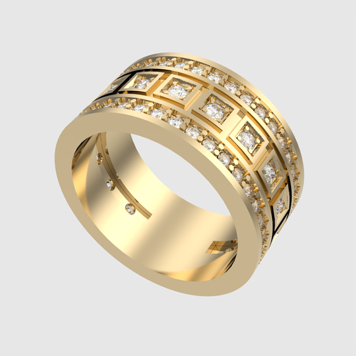 💒 Geometric Pattern Wedding Ring 3D print・ 3D File for 3D