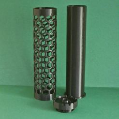 dissasembled.jpg STL file Airsoft Hex Suppressor - Hive, Hexagon (14mm ccw)・Model to download and 3D print