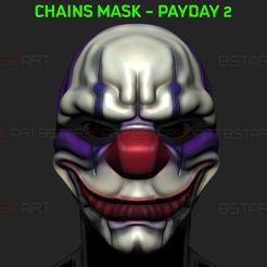 001.jpg STL file Chains Mask - Payday 2 Mask - Halloween Cosplay Mask・3D printer design to download, Bstar3Dart