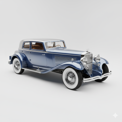 Duesenberg Model J resin car STL, 1940s car STL, car toy STL, street scene diorama STL, modern car STL, European supercar STL, American muscle car STL, parking lot diorama STL, custom wheels car STL, sports car STL, street racing car STL, easy to print ca