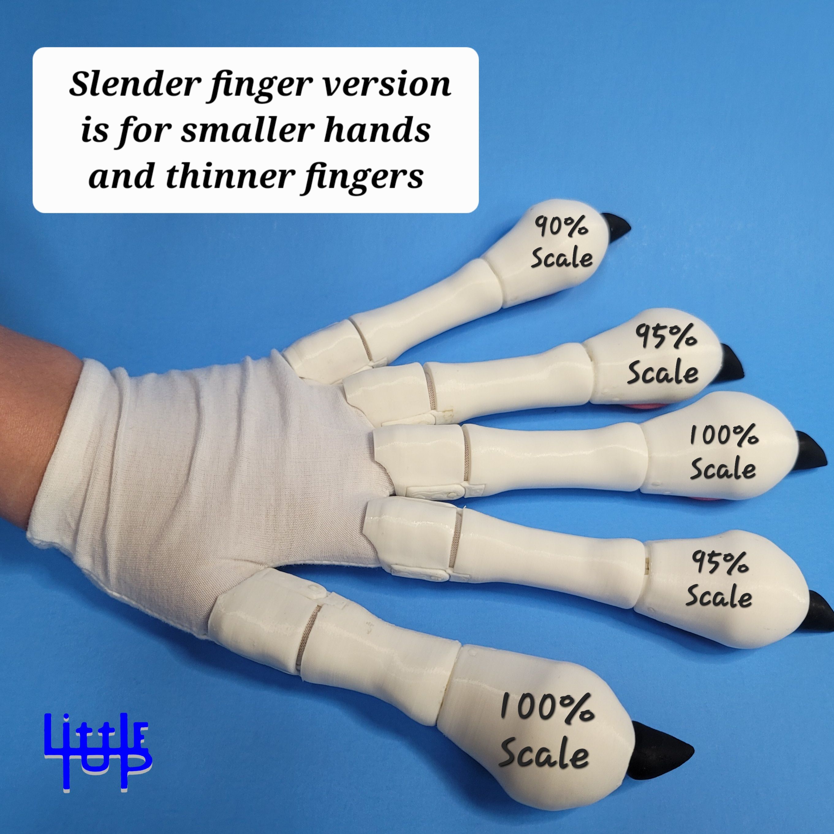 Slender finger version is for smaller hands and thinner fingers Fichier STL Pattes de Cosplay・Plan pour imprimante 3D à télécharger, LittleTup