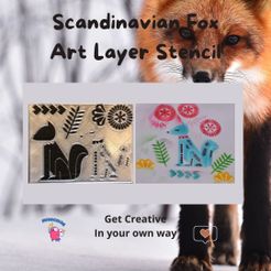 Scandina ¥ Aa a 0089 Get Creati In your own way Fichier STL Pochoir de calque pour renard scandinave・Plan imprimable en 3D à télécharger, StencilAllure