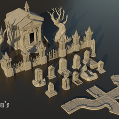 Full_set_002.png Archivo 3D Juego de cementerios・Modelo imprimible en 3D para descargar, Grimsson