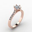 tulip-ring-rose-gold.jpg Tulip setting round diamond ring STL  micro prong jewelry