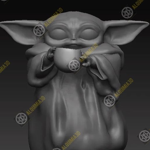 baby-yoda1.jpg Бесплатный OBJ файл Детская чашка Йода・Дизайн 3D-печати для загрузки, Alquimia3D