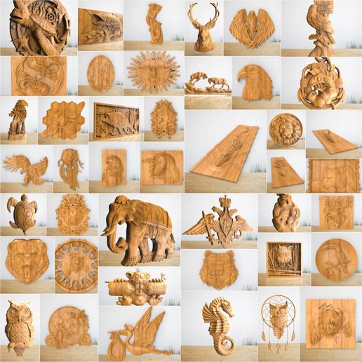 654.jpg Animals Relief Bundle - 3D STL File For CNC Wood Carving, Cnc Router Files, Cnc relief files, 3d printer files