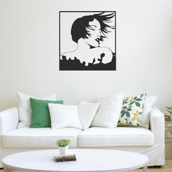 display-1.jpg STL file Woman Hairs Blowing - Wall Art Decor・3D printing template to download