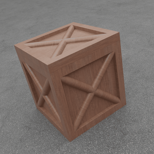 1/64 Scale Wooden Crate with Removable Lid | Storage Box Diorama Accessory | STL, STEP, FBX (Digital Download)