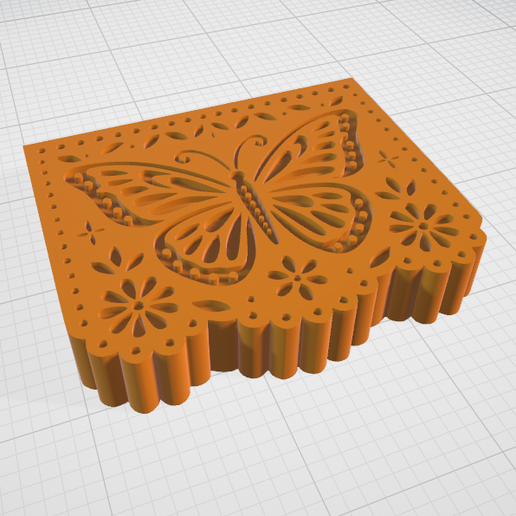 Papel picado, mariposa, día de muertos, para moldes de chocolate, jabones, velas, decoración yeso, cemento etc - 3D model önizlemesi