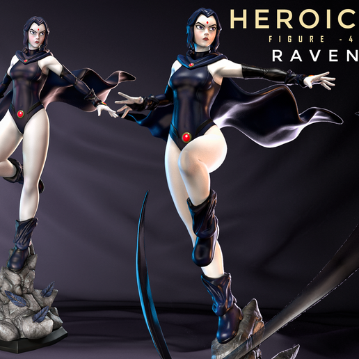 🐦 HEROIC - FIGURE 4 - Raven - 3D Printed Model・ STL File for ・Cults