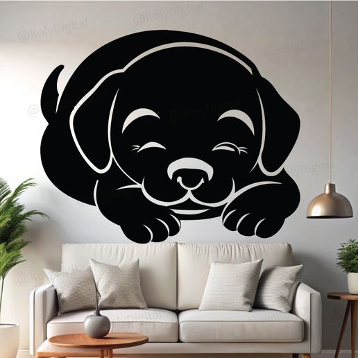 cute dog sleeping wall art 3D model