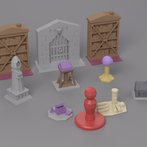 Forbidden Archive - 8-File Library Expansion, 28 mm Tabletop: Chained Bookcase, Iron Gate, Book Mimic, Grimoire - No Supports