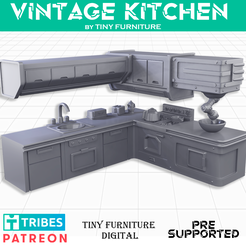 VintageKitchen_art.png Файл STL Винтажная кухня・Шаблон для загрузки и 3D-печати