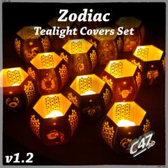 s Set s) eS; 'S \~) SS) Tealight Co STL file Zodiac Tealight Covers - Full Set・3D printable model to download, c47