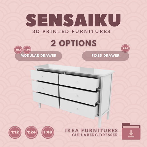 Miniature Replica GULLABERG 6 Drawer Dresser for Miniature Dollhouse -  IKEA (1:12,24,48) - 3D Print Instant Download STL File for 3D  printingCults