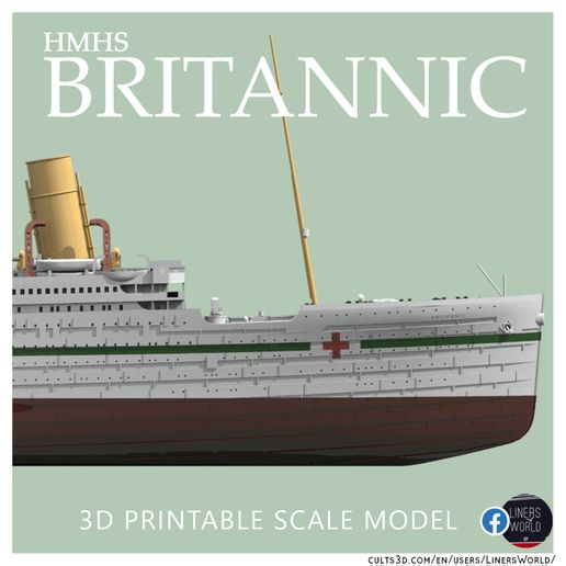 britannic.jpg STL-Datei HMHS Britannic, Titanic's younger and last sister herunterladen • Design zum 3D-Drucken, LinersWorld