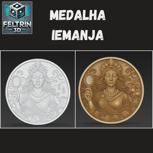 Medalha Iemanja - Quadro Umbanda 3D model