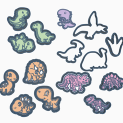 Dinos.png Fichier STL JEU DE 15 EMPORTE-PIÈCES DINOSAURES・Design pour imprimante 3D à télécharger