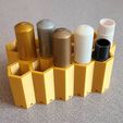 PenHolderHexCameoFilled.jpg Pen/Tool Holder Hexagons - Customizable