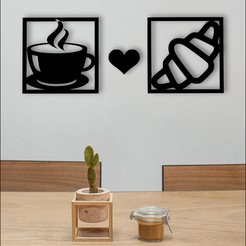 cafeymedialuna.png STL file Coffee and crescent decorative pictures・Model to download and 3D print