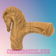 4.png Cane with Horse,3D MODEL STL FILE FOR CNC ROUTER LASER & 3D PRINTER