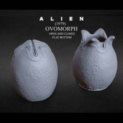 EGG-FLAT-TWO-PACK-CULTS3D.jpg STL-Datei 3D DRUCKBARE ALIEN EI OFFEN UND GESCHLOSSEN FLACHER BODEN・3D-druckbare Vorlage zum herunterladen