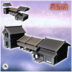 1-PREM.jpg STL file Set of three Asian buildings with curved roof and large hall (5) - Asian Asia Oriental Angkor Ninja Traditionnal RPG Mini・3D print design to download