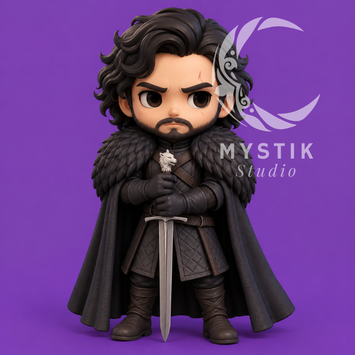 Jon Snow Game of Thrones 3D Printable Figure | Chibi Collectible STL
