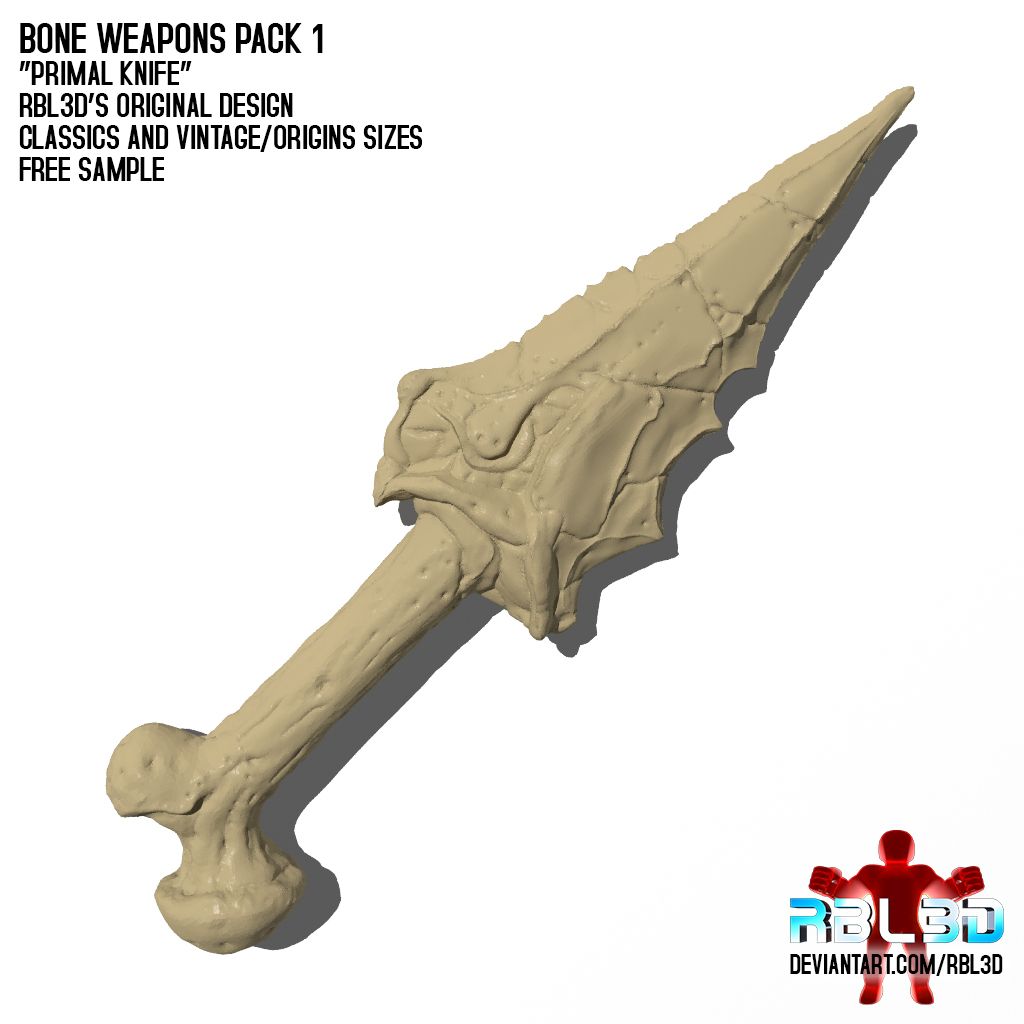 Free Obj File Bone Weapons Pack 1 Primal Knife Free Sample 3d Printer Model To Download Cults