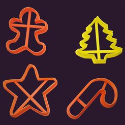 KitNavideño2.jpg STL file Candy Cane, Pine Tree, Star, Reindeer, Gingerbread Man. 5 STL・3D printable model to download