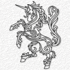 project_20230607_1346169-01.png STL-Datei Mandala Einhorn Wandkunst Celtic Einhorn Wanddekor 2d Kunst Tier・3D-druckbares Design zum Herunterladen