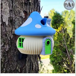002b.jpg 3D file Cute Mushroom Birdhouse - 100% no supports!・3D printer design to download