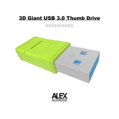 Giant-USB-Redesign.jpg Download STL file 3D Giant USB 3.0 Thumb Drive Redesign • 3D printing template, alexaldridge