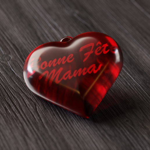 Heart - "Happy Birthday Mom" engraved inside 3D model