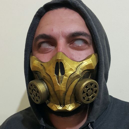 Scorpion mask covid (8).jpg Archivo STL máscara covidente Mortal Kombat Scorpion 11 MK・Objeto de impresión 3D para descargar, KarlosMeriva