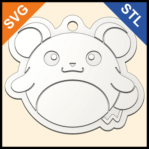 Marill Keychain – Shuffle-Style Pokémon – STL & SVG