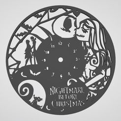11 , te a » ary oy 3 a : rr | (Os | ; Le g CPTI V Ne imma : NI AUN a i ves 4 uf HK] SEA STL-Datei Uhr "Nightmare Before Christmas・3D-druckbares Design zum Herunterladen