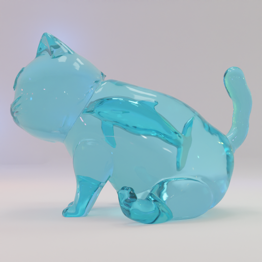 Fish In The Cat (Clear Resin Print Only) 3D model