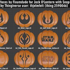 StarWarsJOLFaces.jpg Free STL file Star Wars Face Assortment for Jack O'Lantern with Snap On Faces by thjelmfelt・3D printable design to download