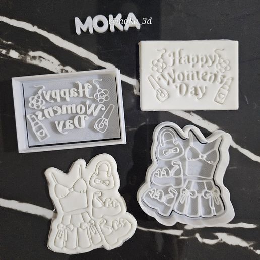 set x 2 dia de la mujer cortadores de galletas 3D model