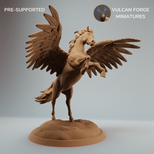 Pegasus winged fantasy horse on hind legs - pre supported 3D model