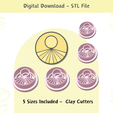 embossing-sun-clay-cutters.png Embossing Sun Clay Cutter for Polymer Clay | Digital STL File | Clay Tools | 5 Sizes Clay Cutters