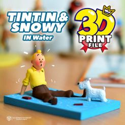 11.jpg TINTIN AND SNOWY 3D MODEL in water 3D PRINTABLE STL FILE with UV and Texture