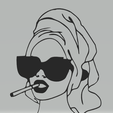 Girl.png Girl with cigarette, Line art Girl, Wall art girl, 2d art